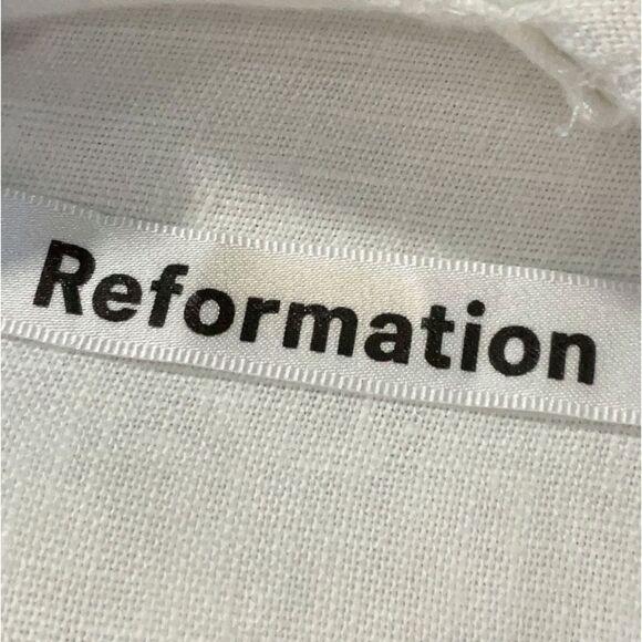 Reformation Belgium Linen Midi Dress 2 White Classic French Causal Wedding Chic - Picture 9 of 15